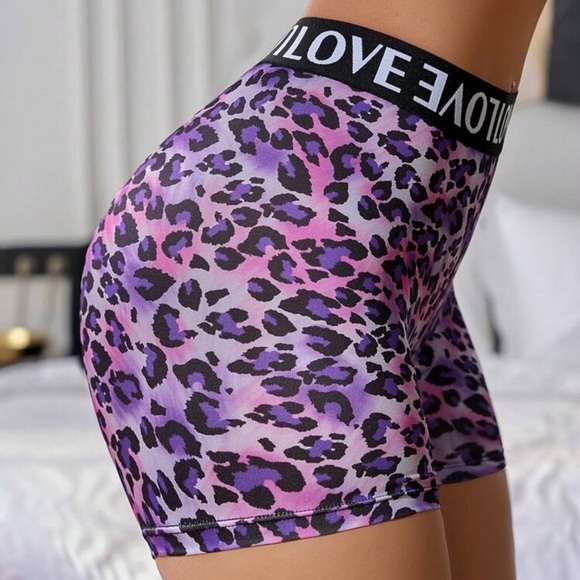 High Waist Sports Camouflage Print Contrast  Letter Webbing Stitching Boyshorts - Picture 1 of 4